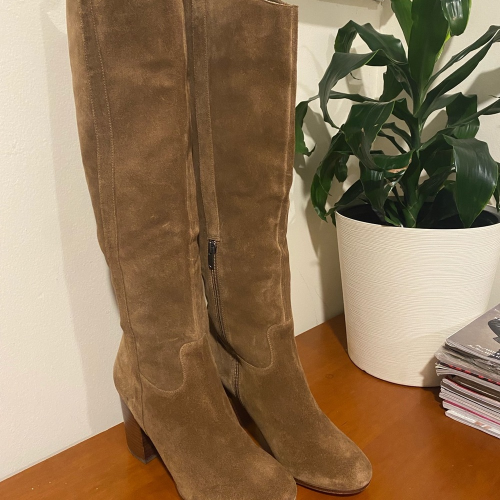 Suede Block Knee high boots